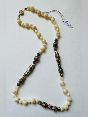 Vintage Cloisonne and Balamuti Pearl Beaded Necklace
